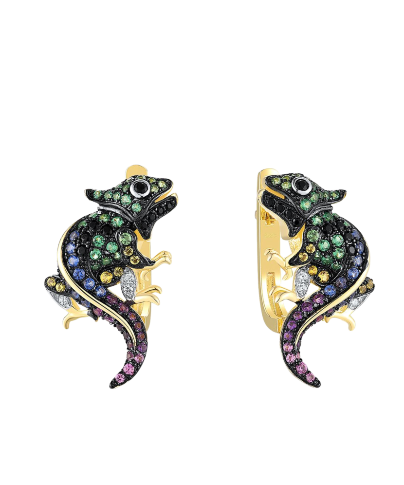 Gilded sterling silver earrings with zircons