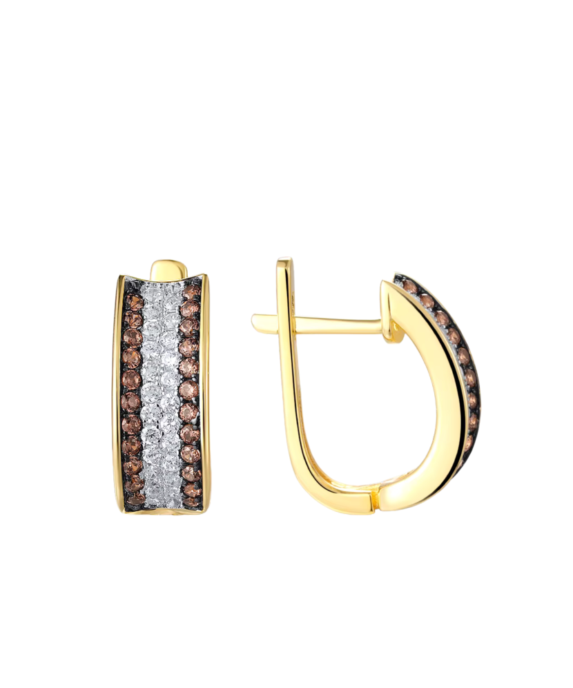 Gilded sterling silver earrings with zircons