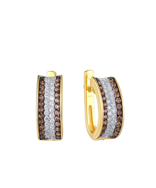 Gilded sterling silver earrings with zircons