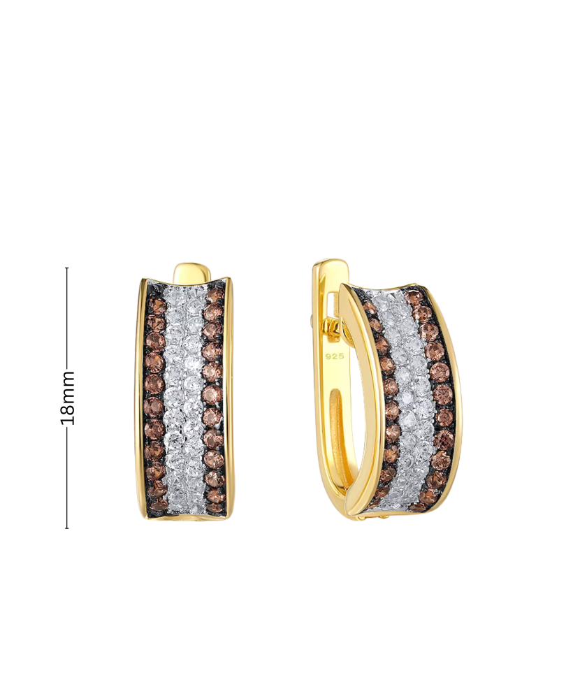 Gilded sterling silver earrings with zircons