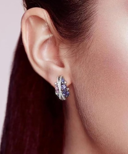 Sterling silver earrings with amethysts and zircons