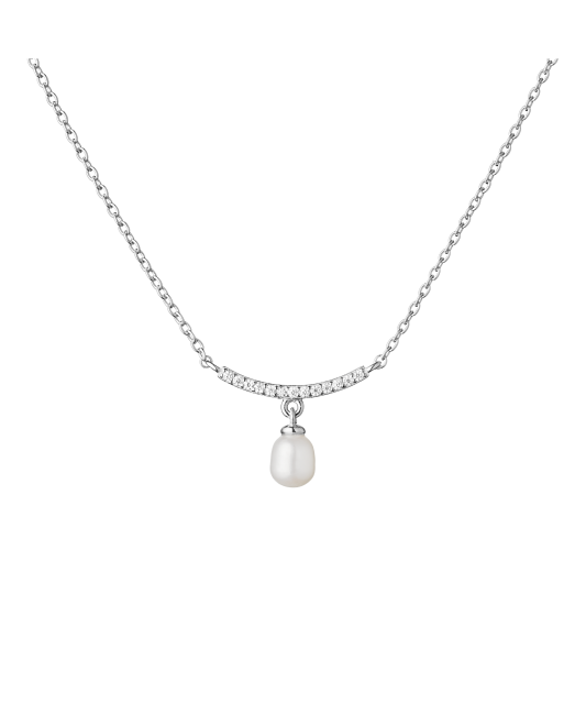 Sterling silver chain with pearl pendant and zircons