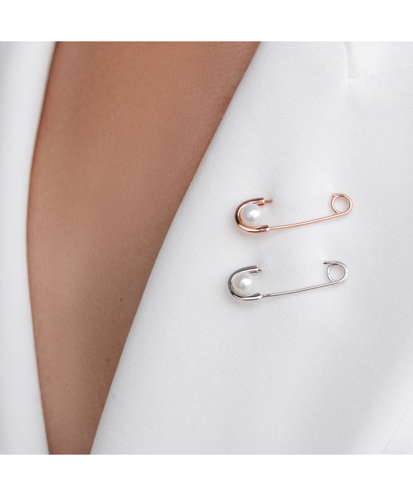 Gilded Sterling silver  brooch with pearl