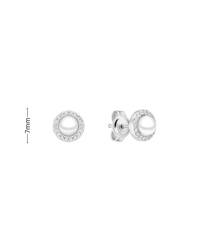 Sterling silver earrings with pearls and zircons