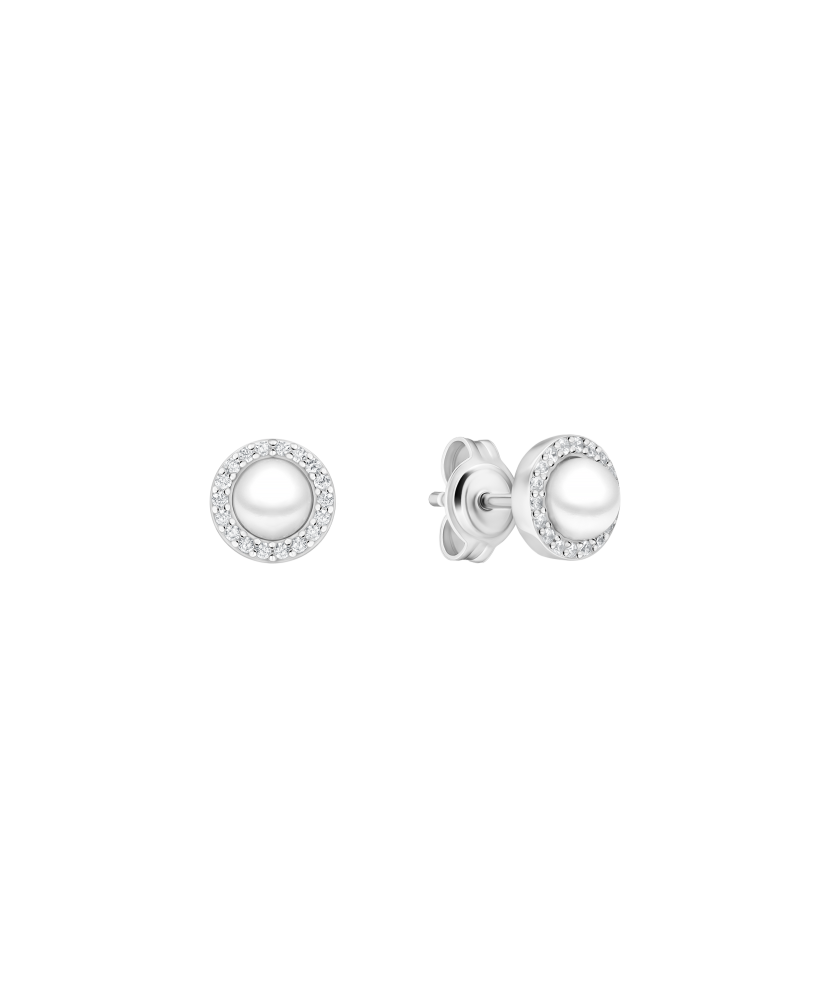 Sterling silver earrings with pearls and zircons
