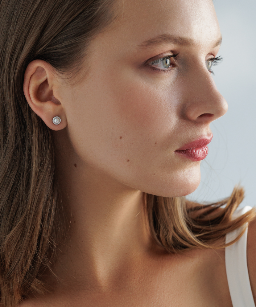 Sterling silver earrings with pearls and zircons