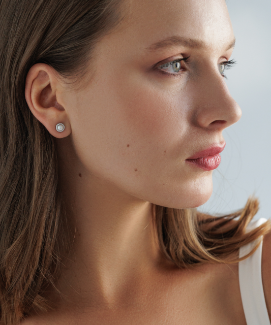 Sterling silver earrings with pearls and zircons