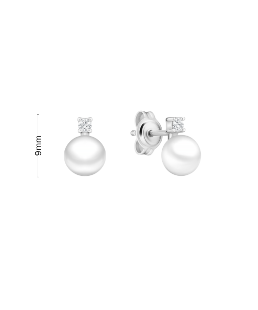 Sterling silver earrings with pearls and zircons