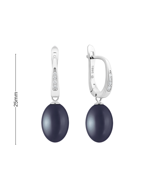 Sterling silver earrings with pearls and zircons