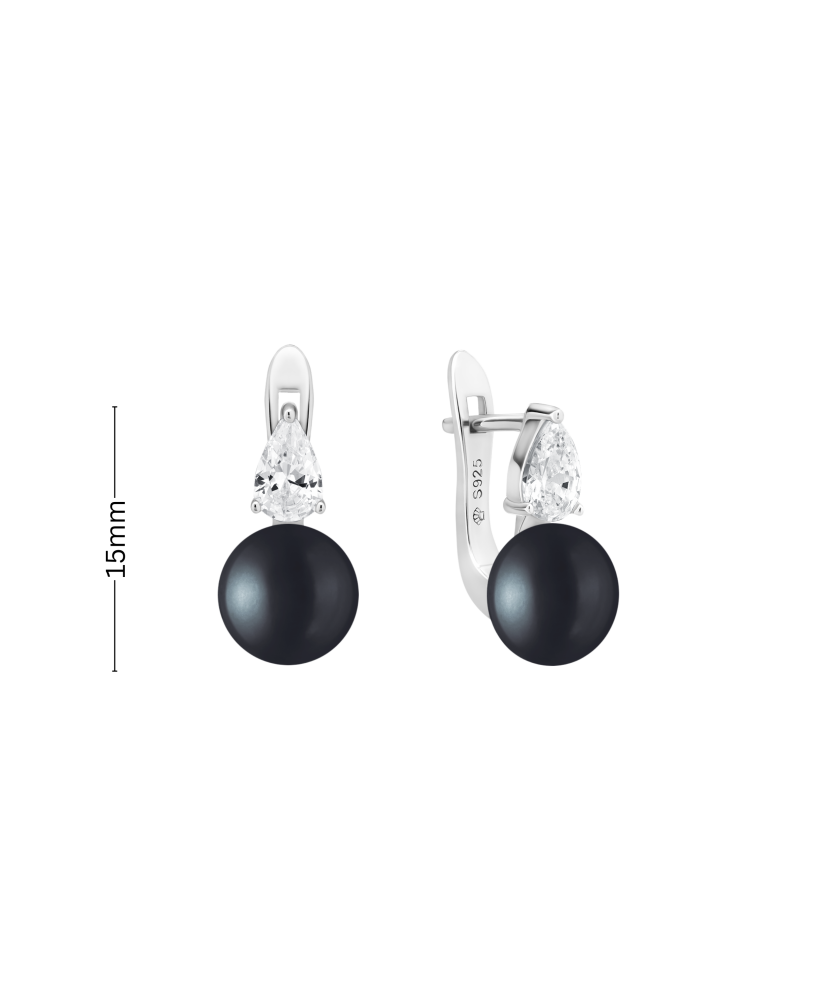 Sterling silver earrings with pearls and zircons