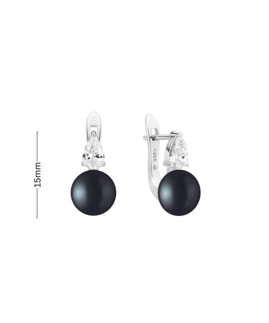 Hopeiset korvakorut helmillä ja zirkoneilla