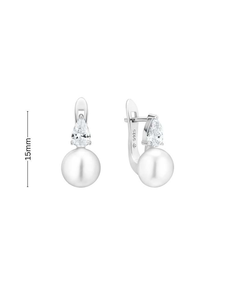 Hopeiset korvakorut helmillä ja zirkoneilla