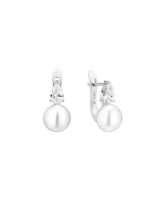 Sterling silver earrings with pearls and zircons