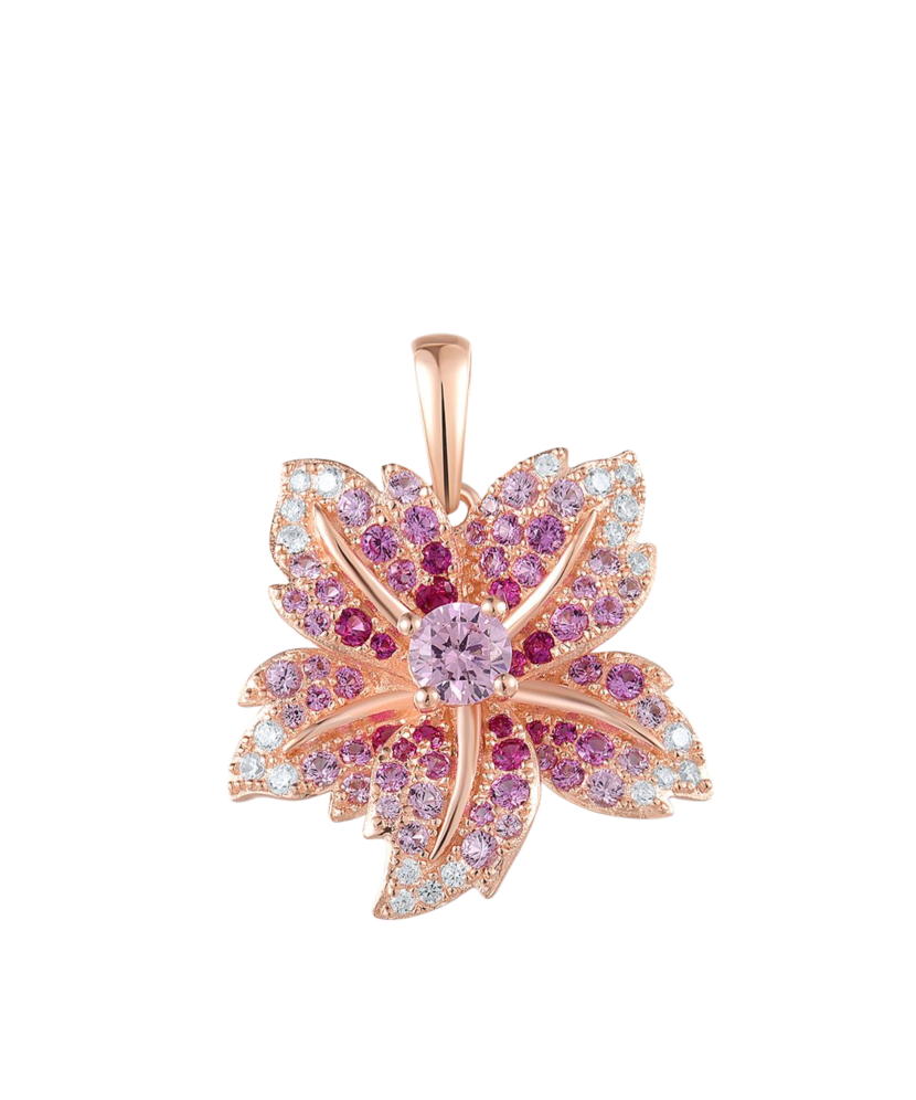 Gilded Sterling Silver pendant with zircons  "Flower"