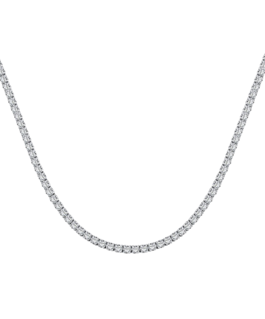 Hopeinen ketju zirkoneilla 2mm