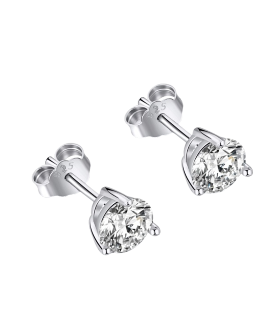 Sterling silver earrings with zircons 6mm