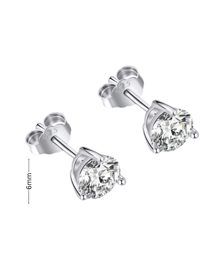 Sterling silver earrings with zircons 6mm