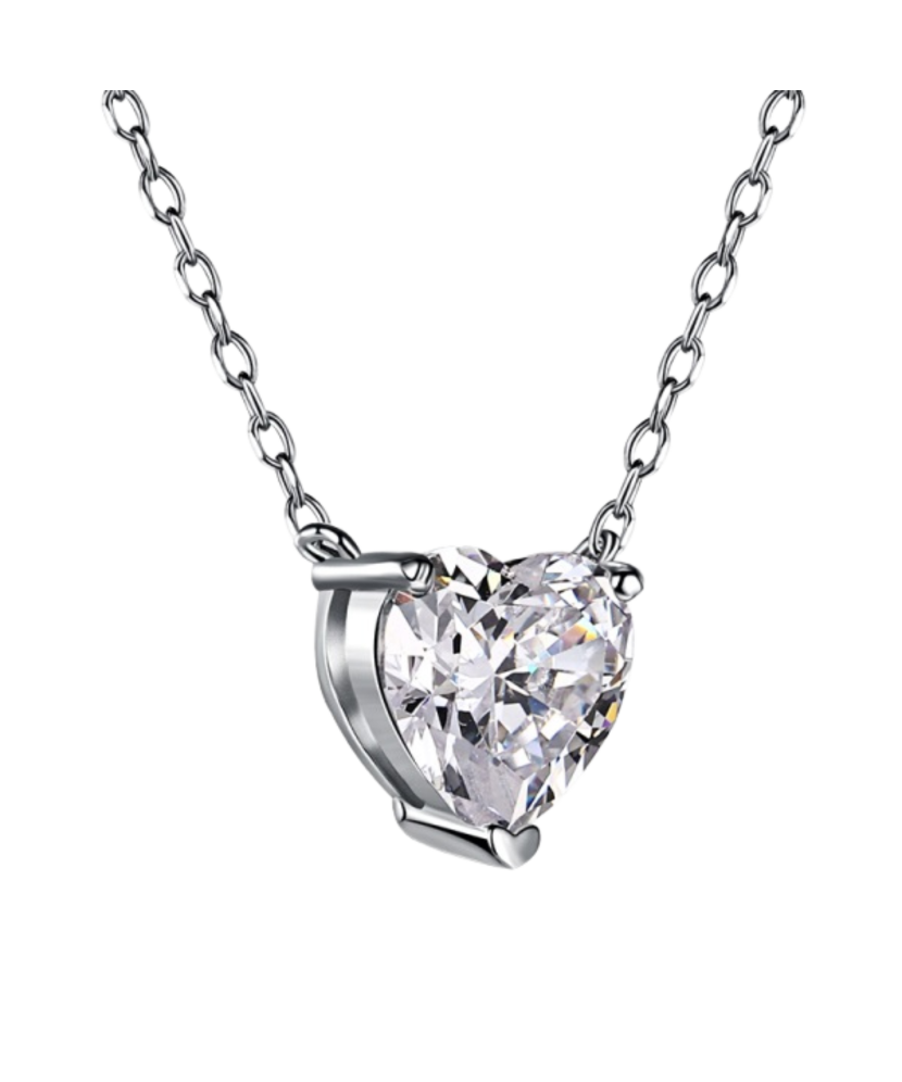 Sterling silver chain with zirconium pendant "heart"