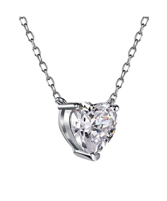 Sterling silver chain with zirconium pendant "heart"