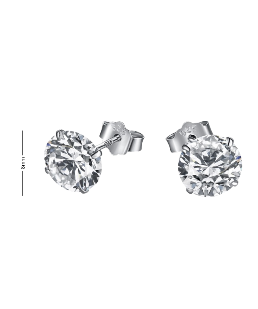 Sterling silver earrings with zircons 8mm