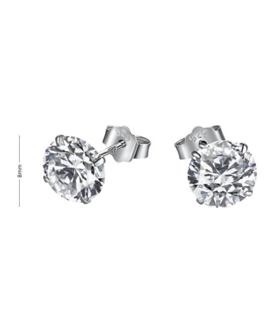 Sterling silver earrings with zircons 8mm
