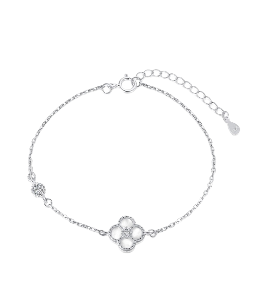 Sterling Silver bracelet with zircon and mother-of-pearl