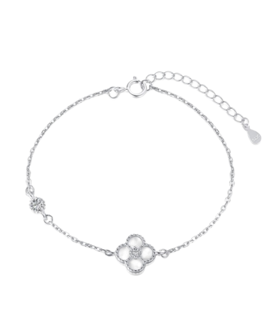 Sterling Silver bracelet with zircon and mother-of-pearl