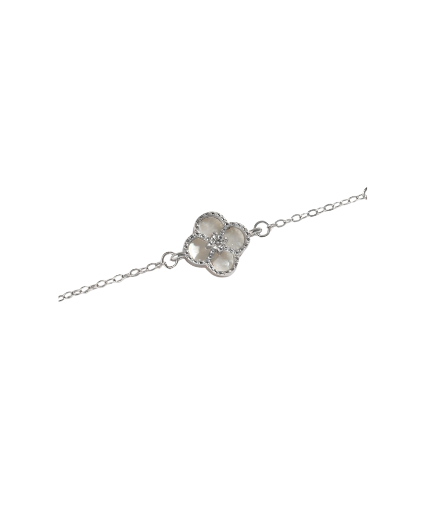 Sterling Silver bracelet with zircon and mother-of-pearl