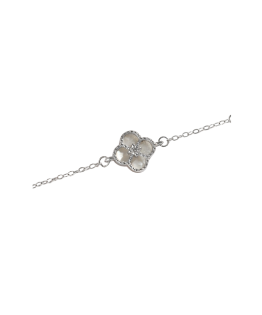 Sterling Silver bracelet with zircon and mother-of-pearl