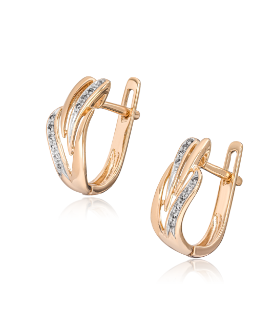Gold earrings with diamonds