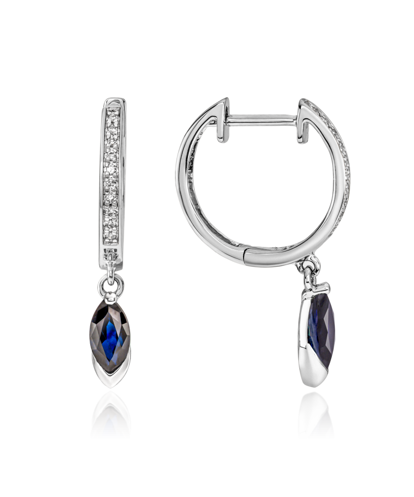 White gold earrings with sapphires and diamonds