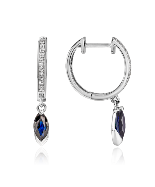 White gold earrings with sapphires and diamonds