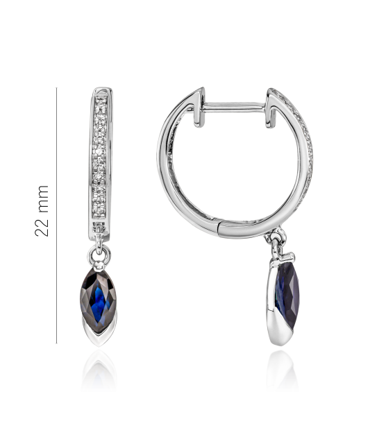 White gold earrings with sapphires and diamonds