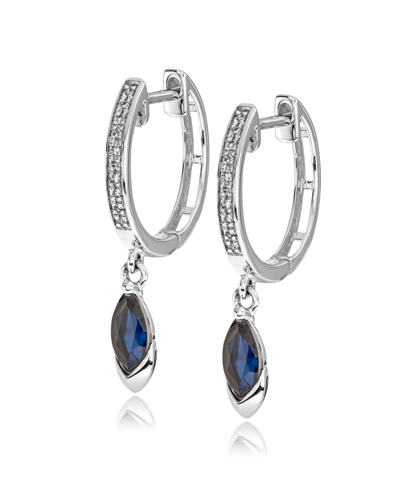 White gold earrings with sapphires and diamonds