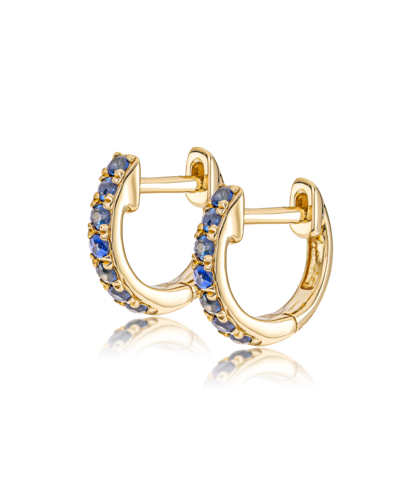 Gold earrings with sapphires