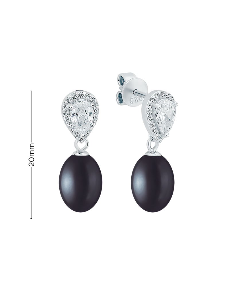 Sterling silver earrings with pearls and zircons