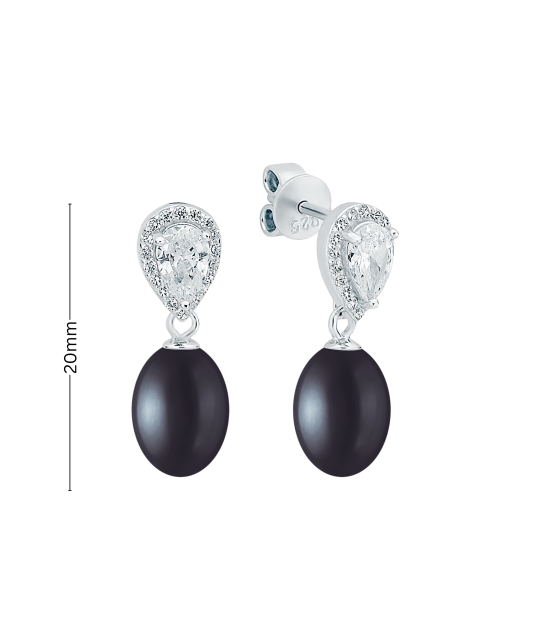 Sterling silver earrings with pearls and zircons