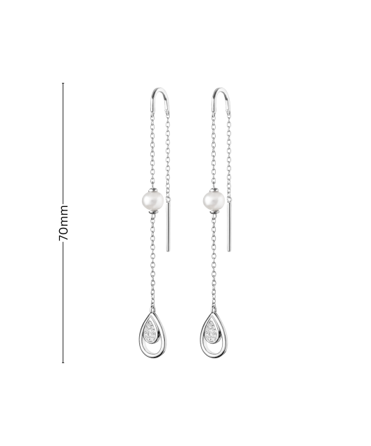 Hopeiset korvakorut helmillä ja zirkoneilla