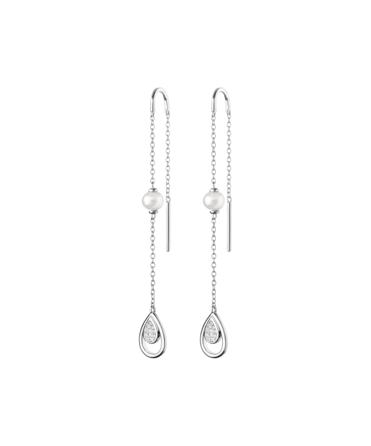 Sterling silver earrings with pearls and zircons