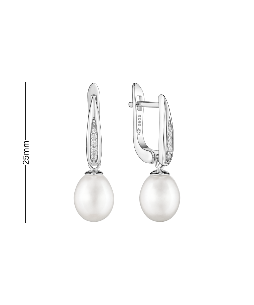 Sterling silver earrings with pearls and zircons