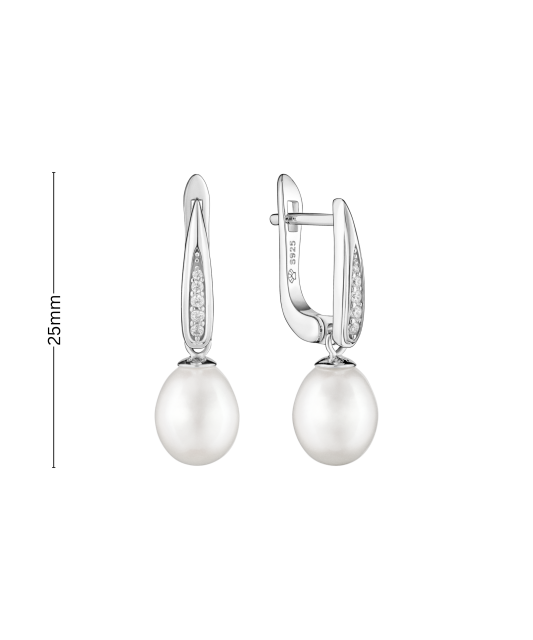 Sterling silver earrings with pearls and zircons