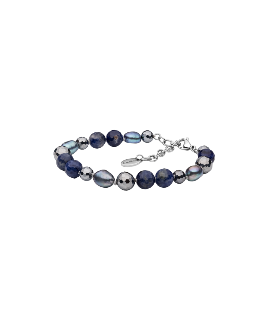 Bracelet with teracher, pearls and sodalite