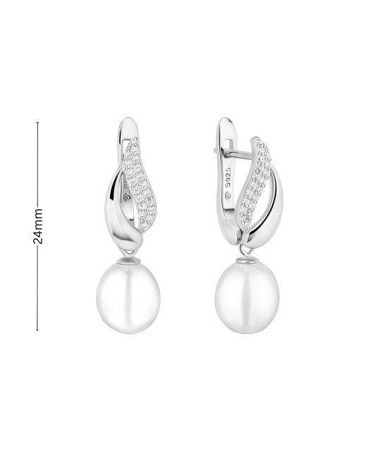 Sterling silver earrings with pearls and zircons