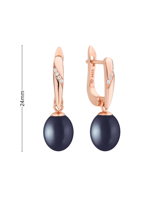 Gilded sterling silver earrings with pearls and zircons