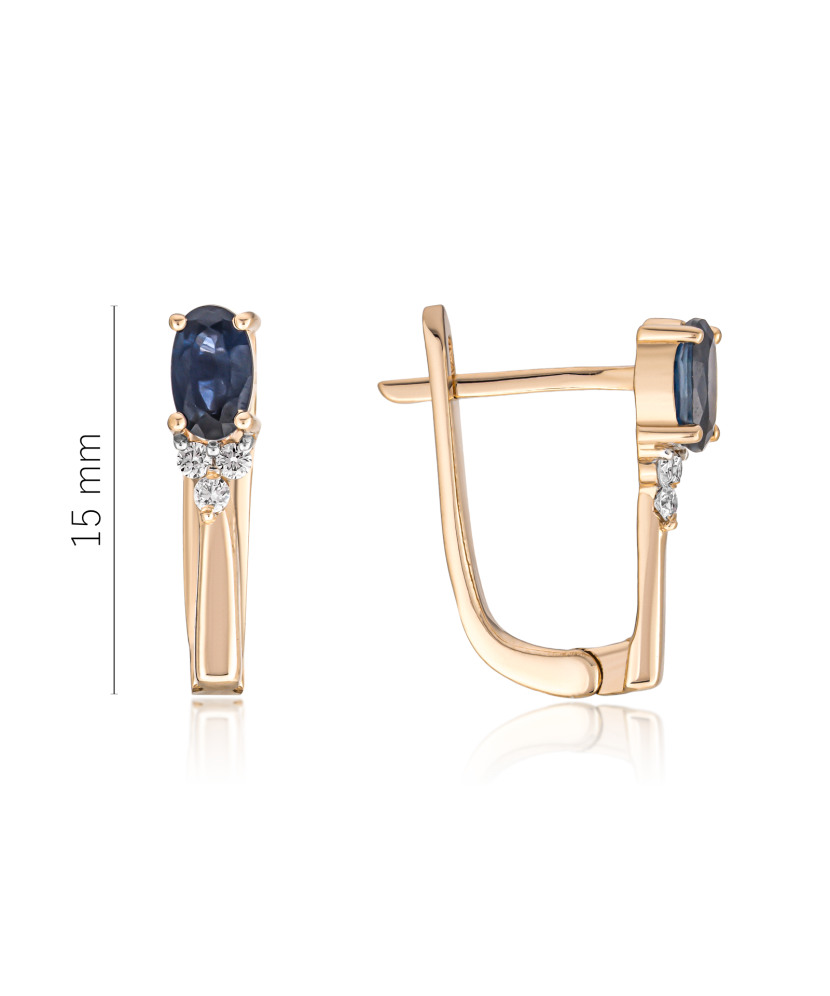 Gold earrings with sapphires and diamonds