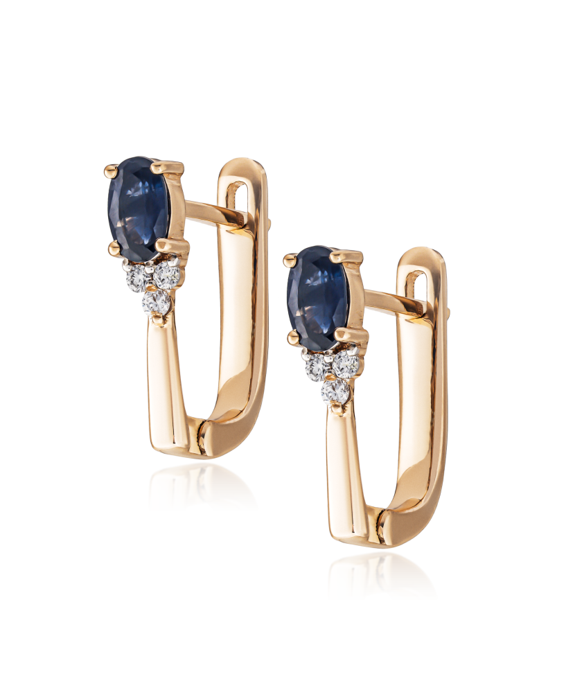 Gold earrings with sapphires and diamonds