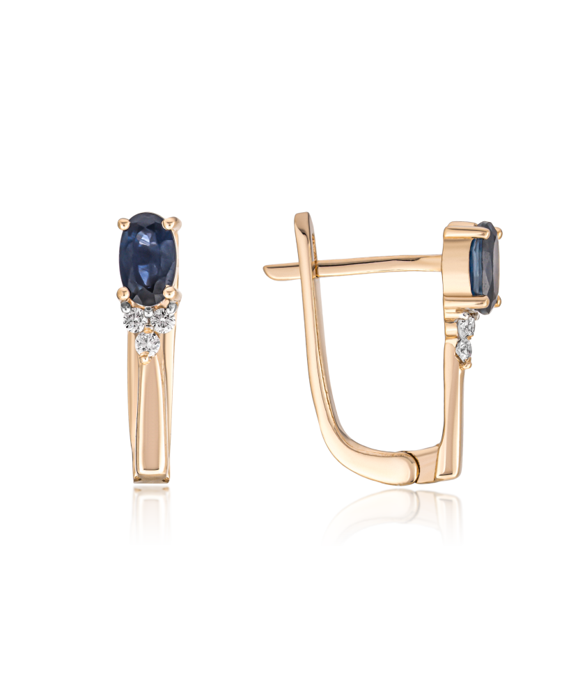 Gold earrings with sapphires and diamonds