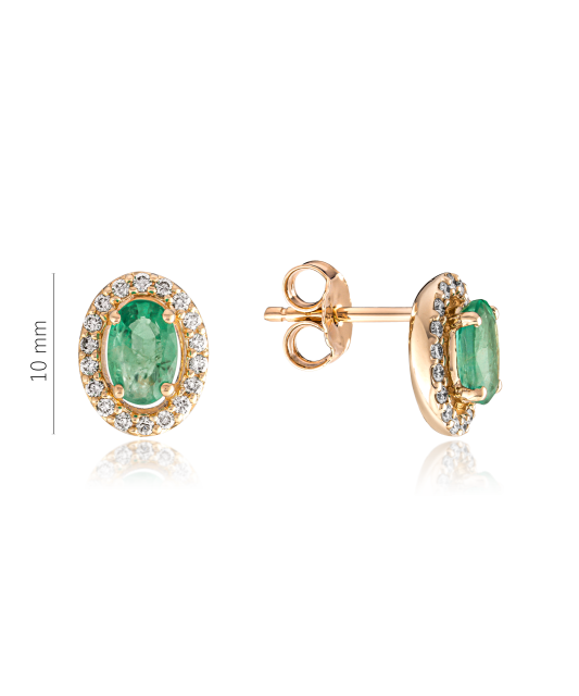 Gold earrings with emeralds and diamonds
