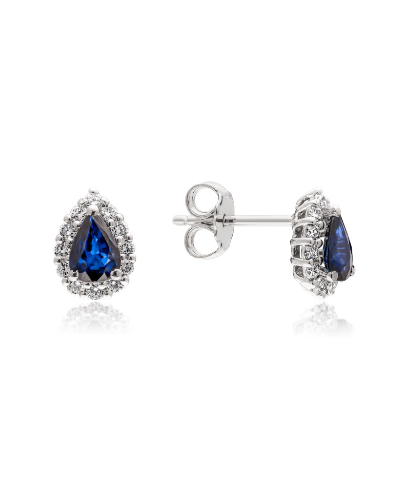 White gold earrings with sapphires and diamonds