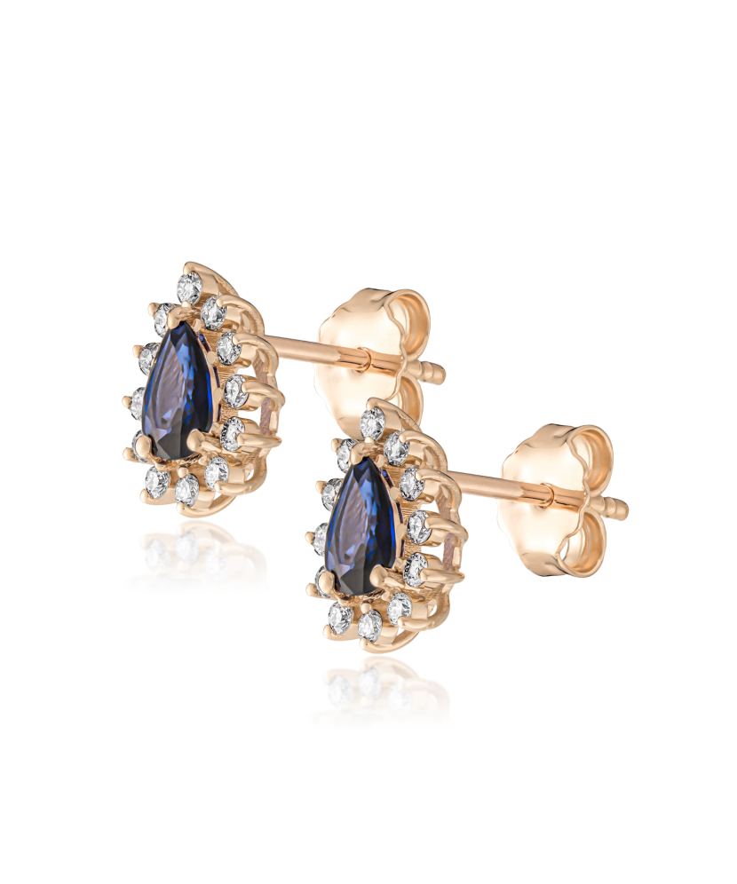 Gold earrings with sapphires and diamonds